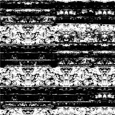 Grunge üst üste biniyor. Soyut siyah-beyaz vektör arkaplanı. Çatlak, leke ve noktalarda kirli desenli tek renkli klasik yüzey. Karanlık korku tarzında eski bir duvar.