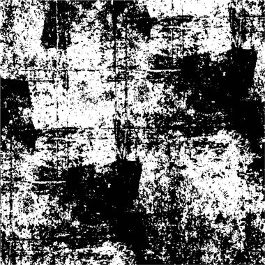 Grunge üst üste biniyor. Soyut siyah-beyaz vektör arkaplanı. Çatlak, leke ve noktalarda kirli desenli tek renkli klasik yüzey. Karanlık korku tarzında eski bir duvar.