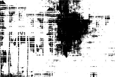 Grunge üst üste biniyor. Soyut siyah-beyaz vektör arkaplanı. Çatlak, leke ve noktalarda kirli desenli tek renkli klasik yüzey. Karanlık korku tarzında eski bir duvar.