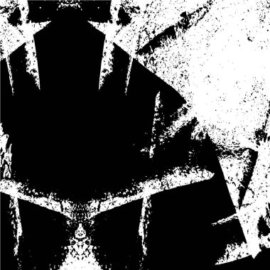 Siyah ve beyaz renklerde sıkıntılı bir doku. Koyu renk, vektör çizimi. Örtülü çizim. soyut tasarım