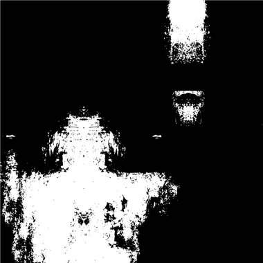 Siyah ve beyaz renklerde sıkıntılı bir doku. Koyu renk, vektör çizimi. Örtülü çizim. soyut tasarım