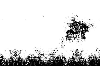 Grunge üst üste biniyor. Soyut siyah-beyaz vektör arkaplanı. Çatlak, leke ve noktalarda kirli desenli tek renkli klasik yüzey. Karanlık korku tarzında eski bir duvar.