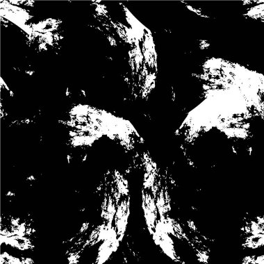 Grunge üst üste biniyor. Soyut siyah-beyaz vektör arkaplanı. Çatlak, leke ve noktalarda kirli desenli tek renkli klasik yüzey. Karanlık korku tarzında eski bir duvar.