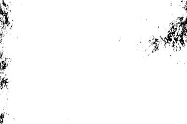 Grunge üst üste biniyor. Soyut siyah-beyaz vektör arkaplanı. Çatlak, leke ve noktalarda kirli desenli tek renkli klasik yüzey. Karanlık korku tarzında eski bir duvar.