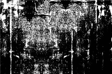 Grunge üst üste biniyor. Soyut siyah-beyaz vektör arkaplanı. Çatlak, leke ve noktalarda kirli desenli tek renkli klasik yüzey. Karanlık korku tarzında eski bir duvar.