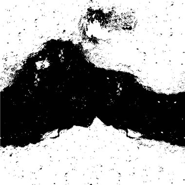 Grunge üst üste biniyor. Soyut siyah-beyaz vektör arkaplanı. Çatlak, leke ve noktalarda kirli desenli tek renkli klasik yüzey. Karanlık korku tarzında eski bir duvar.