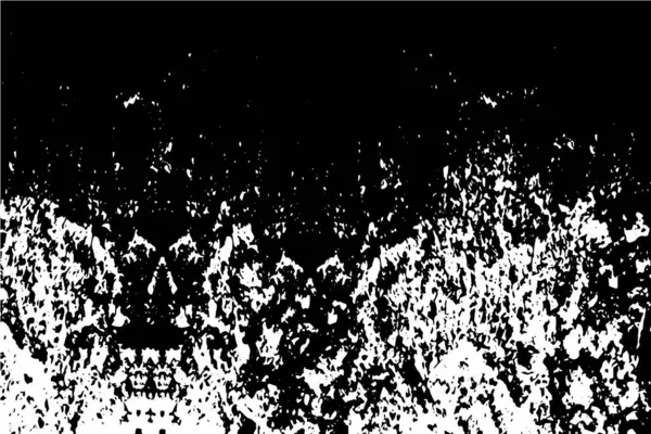 Grunge üst üste biniyor. Soyut siyah-beyaz vektör arkaplanı. Çatlak, leke ve noktalarda kirli desenli tek renkli klasik yüzey. Karanlık korku tarzında eski bir duvar.