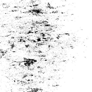 Grunge üst üste biniyor. Soyut siyah-beyaz vektör arkaplanı. Çatlak, leke ve noktalarda kirli desenli tek renkli klasik yüzey. Karanlık korku tarzında eski bir duvar.