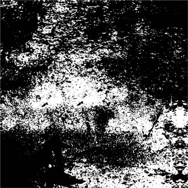 Grunge üst üste biniyor. Soyut siyah-beyaz vektör arkaplanı. Çatlak, leke ve noktalarda kirli desenli tek renkli klasik yüzey. Karanlık korku tarzında eski bir duvar.