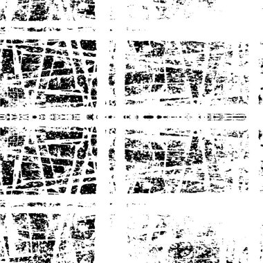 Grunge üst üste biniyor. Soyut siyah-beyaz vektör arkaplanı. Çatlak, leke ve noktalarda kirli desenli tek renkli klasik yüzey. Karanlık korku tarzında eski bir duvar.