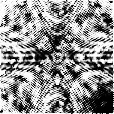 Grunge üst üste biniyor. Soyut siyah-beyaz vektör arkaplanı. Çatlak, leke ve noktalarda kirli desenli tek renkli klasik yüzey. Karanlık korku tarzında eski bir duvar.