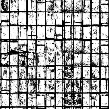 Grunge üst üste biniyor. Soyut siyah-beyaz vektör arkaplanı. Çatlak, leke ve noktalarda kirli desenli tek renkli klasik yüzey. Karanlık korku tarzında eski bir duvar.