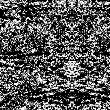 Grunge üst üste biniyor. Soyut siyah-beyaz vektör arkaplanı. Çatlak, leke ve noktalarda kirli desenli tek renkli klasik yüzey. Karanlık korku tarzında eski bir duvar.