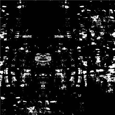 Siyah ve beyaz lekelerle yapılmış kaba bir poster. 