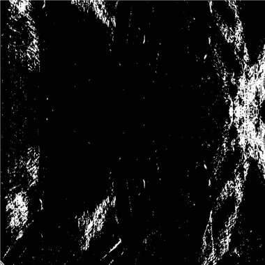 Grunge üst üste biniyor. Soyut siyah-beyaz vektör arkaplanı. Çatlak, leke ve noktalarda kirli desenli tek renkli klasik yüzey. Karanlık korku tarzında eski bir duvar.