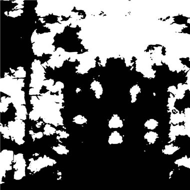 Grunge üst üste biniyor. Soyut siyah-beyaz vektör arkaplanı. Çatlak, leke ve noktalarda kirli desenli tek renkli klasik yüzey. Karanlık korku tarzında eski bir duvar.