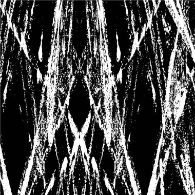 Grunge üst üste biniyor. Soyut siyah-beyaz vektör arkaplanı. Çatlak, leke ve noktalarda kirli desenli tek renkli klasik yüzey. Karanlık korku tarzında eski bir duvar.