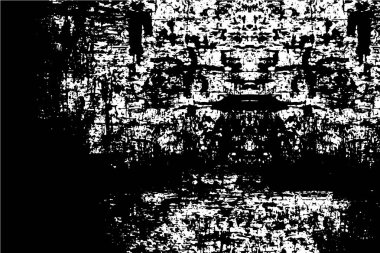 Grunge üst üste biniyor. Soyut siyah-beyaz vektör arkaplanı. Çatlak, leke ve noktalarda kirli desenli tek renkli klasik yüzey. Karanlık korku tarzında eski bir duvar.