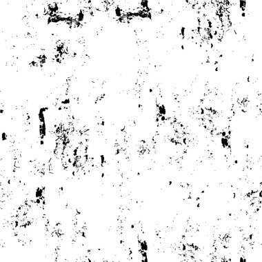Grunge üst üste biniyor. Soyut siyah-beyaz vektör arkaplanı. Çatlak, leke ve noktalarda kirli desenli tek renkli klasik yüzey. Karanlık korku tarzında eski bir duvar.