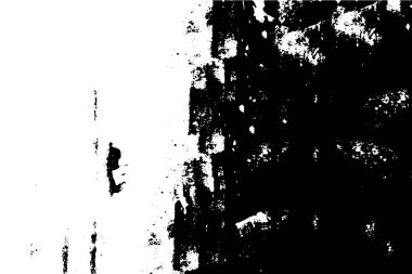 Grunge üst üste biniyor. Soyut siyah-beyaz vektör arkaplanı. Çatlak, leke ve noktalarda kirli desenli tek renkli klasik yüzey. Karanlık korku tarzında eski bir duvar.