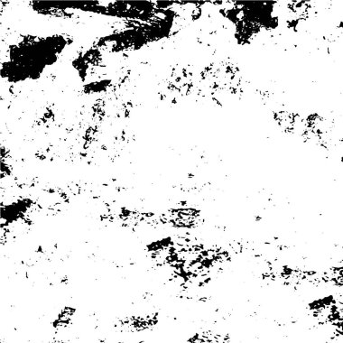 Grunge üst üste biniyor. Soyut siyah-beyaz vektör arkaplanı. Çatlak, leke ve noktalarda kirli desenli tek renkli klasik yüzey. Karanlık korku tarzında eski bir duvar.