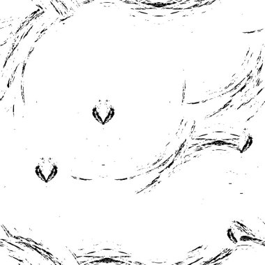 Siyah beyaz lekelerle yapılmış kaba bir poster. Dağınık sanatla kaplı 