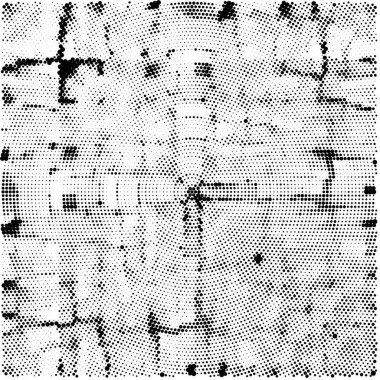 Siyah ve beyaz lekelerden yapılmış pis ve kaba bir poster. 