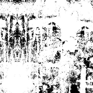 Grunge siyah beyaz desen. Monokrom parçacıkları soyut doku. Çatlakların, sürtünmelerin, çiplerin, lekelerin, mürekkep lekelerinin, çizgilerin geçmişi. Koyu tasarım arka plan yüzeyi.