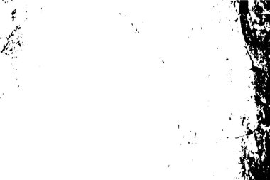 Grunge siyah beyaz desen. Monokrom parçacıkları soyut doku. Çatlakların, sürtünmelerin, çiplerin, lekelerin, mürekkep lekelerinin, çizgilerin geçmişi. Koyu tasarım arka plan yüzeyi.