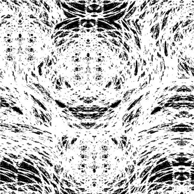 Grunge siyah beyaz desen. Monokrom parçacıkları soyut doku. Çatlakların, sürtünmelerin, çiplerin, lekelerin, mürekkep lekelerinin, çizgilerin geçmişi. Koyu tasarım arka plan yüzeyi.