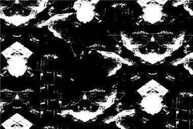 Grunge siyah beyaz desen. Monokrom parçacıkları soyut doku. Çatlakların, sürtünmelerin, çiplerin, lekelerin, mürekkep lekelerinin, çizgilerin geçmişi. Koyu tasarım arka plan yüzeyi.
