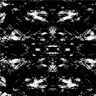 Grunge siyah beyaz desen. Monokrom parçacıkları soyut doku. Çatlakların, sürtünmelerin, çiplerin, lekelerin, mürekkep lekelerinin, çizgilerin geçmişi. Koyu tasarım arka plan yüzeyi.