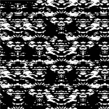 Grunge siyah beyaz desen. Monokrom parçacıkları soyut doku. Çatlakların, sürtünmelerin, çiplerin, lekelerin, mürekkep lekelerinin, çizgilerin geçmişi. Koyu tasarım arka plan yüzeyi.