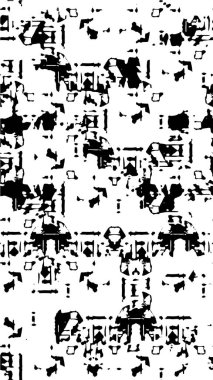 Grunge üst üste biniyor. Soyut siyah-beyaz vektör arkaplanı. Çatlak, leke ve noktalarda kirli desenli tek renkli klasik yüzey. Karanlık korku tarzında eski bir duvar.