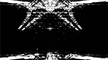 Grunge üst üste biniyor. Soyut siyah-beyaz vektör arkaplanı. Çatlak, leke ve noktalarda kirli desenli tek renkli klasik yüzey. Karanlık korku tarzında eski bir duvar.