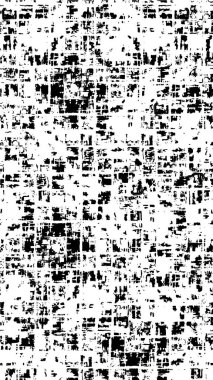 Grunge üst üste biniyor. Soyut siyah-beyaz vektör arkaplanı. Çatlak, leke ve noktalarda kirli desenli tek renkli klasik yüzey. Karanlık korku tarzında eski bir duvar.