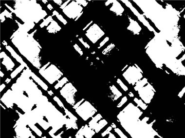 Vektör grunge dokusu. Siyah beyaz arka plan. Soyut monokrom resim koyu tonlarda solmuş bir efekt içerir