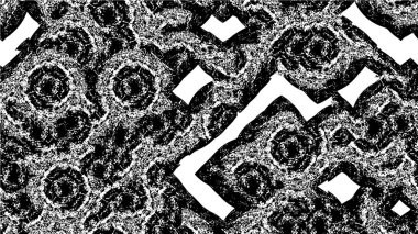 Eski grunge arka planının sıkıntılı örtülü dokusu. Soyut yarım ton vektör illüstrasyonu, tek renkli vintage yüzey çatlaklar, noktalar, noktalar kirli desenli. Karanlık korku tarzı arka planda eski bir duvar 