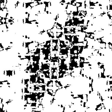 Eski grunge arka planının sıkıntılı örtülü dokusu. Soyut yarım ton vektör illüstrasyonu, tek renkli vintage yüzey çatlaklar, noktalar, noktalar kirli desenli. Karanlık korku tarzı arka planda eski bir duvar 