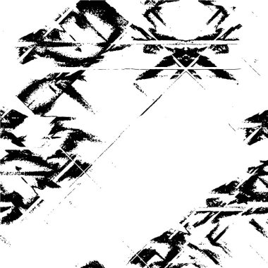 Vektör grunge dokusu. Siyah beyaz arka plan. Soyut monokrom resim koyu tonlarda solmuş bir efekt içerir