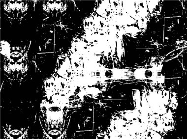 Vektör grunge dokusu. Siyah beyaz arka plan. Soyut monokrom resim koyu tonlarda solmuş bir efekt içerir