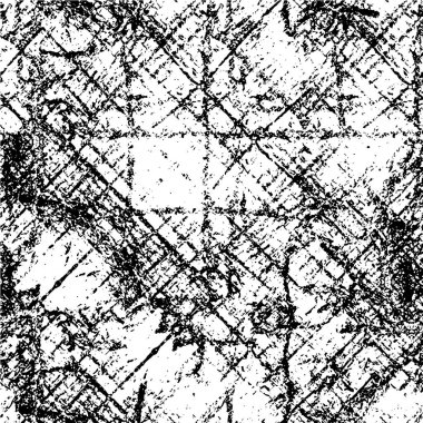 Eski grunge arka planının sıkıntılı örtülü dokusu. Soyut yarım ton vektör illüstrasyonu, tek renkli vintage yüzey çatlaklar, noktalar, noktalar kirli desenli. Karanlık korku tarzı arka planda eski bir duvar 