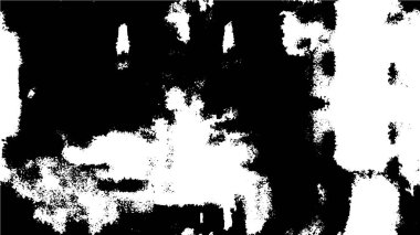 Grunge üst üste biniyor. Soyut siyah-beyaz vektör arkaplanı. Çatlak, leke ve noktalarda kirli desenli tek renkli klasik yüzey. Karanlık korku tarzında eski bir duvar.