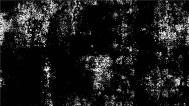 Grunge üst üste biniyor. Soyut siyah-beyaz vektör arkaplanı. Çatlak, leke ve noktalarda kirli desenli tek renkli klasik yüzey. Karanlık korku tarzında eski bir duvar.