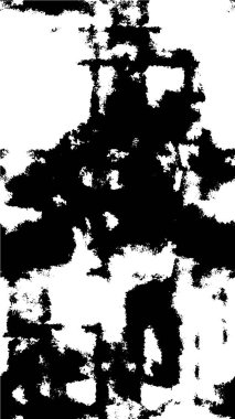 Grunge üst üste biniyor. Soyut siyah-beyaz vektör arkaplanı. Çatlak, leke ve noktalarda kirli desenli tek renkli klasik yüzey. Karanlık korku tarzında eski bir duvar.