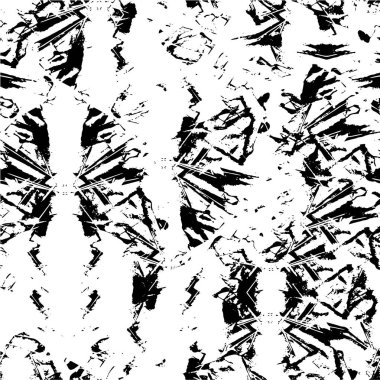 Grunge üst üste biniyor. Soyut siyah-beyaz vektör arkaplanı. Çatlak, leke ve noktalarda kirli desenli tek renkli klasik yüzey. Karanlık korku tarzında eski bir duvar.