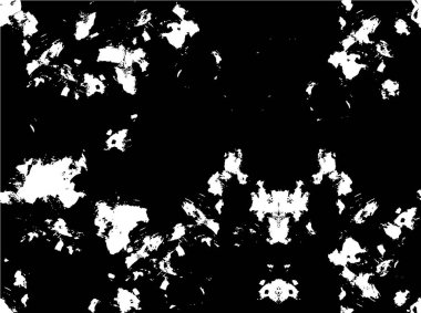 Grunge üst üste biniyor. Soyut siyah-beyaz vektör arkaplanı. Çatlak, leke ve noktalarda kirli desenli tek renkli klasik yüzey. Karanlık korku tarzında eski bir duvar.