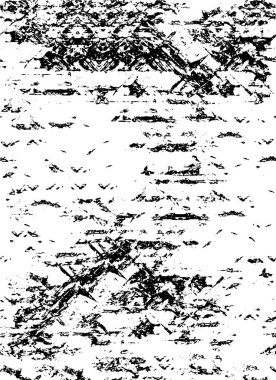 Grunge üst üste biniyor. Soyut siyah-beyaz vektör arkaplanı. Çatlak, leke ve noktalarda kirli desenli tek renkli klasik yüzey. Karanlık korku tarzında eski bir duvar.