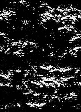Grunge üst üste biniyor. Soyut siyah-beyaz vektör arkaplanı. Çatlak, leke ve noktalarda kirli desenli tek renkli klasik yüzey. Karanlık korku tarzında eski bir duvar.