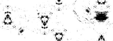 Grunge üst üste biniyor. Soyut siyah-beyaz vektör arkaplanı. Çatlak, leke ve noktalarda kirli desenli tek renkli klasik yüzey. Karanlık korku tarzında eski bir duvar.